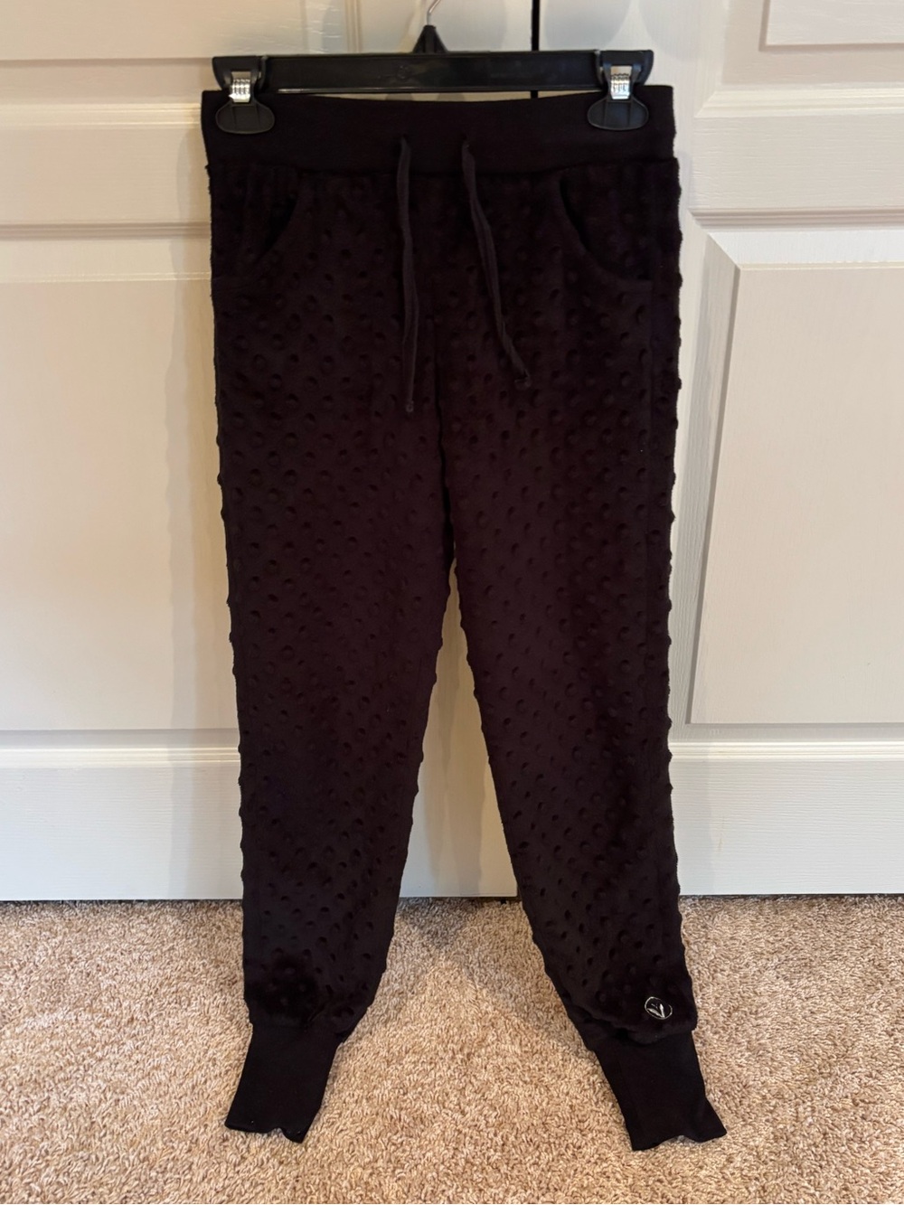 Limeapple Kids Black Textured Joggers with Dot-Emboss Detail
